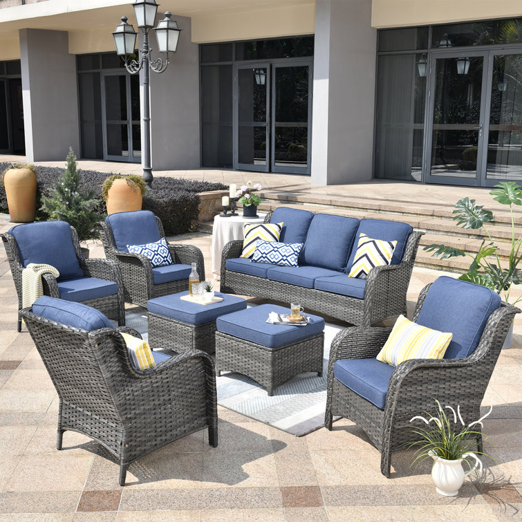 XIZZI Outdoor Wicker Furniture 7 Pieces Including Sofa Single Chair And